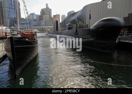 611 U-Boot- und Fischtrawler im Australian National Maritime Museum. Darling Harbour-Sydney-Australien. Stockfoto