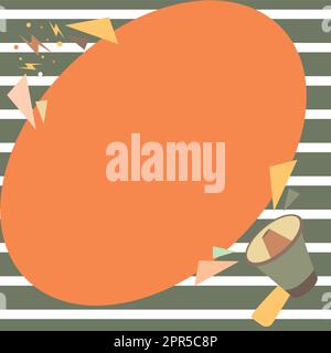 Abbildung: Lautes Megaphone, Das Mit Der Big Chat Cloud Spricht Und Neue, Faszinierende Ankündigungen Macht. Strong Volume Bullhorn Drawing Gibt Alten Wundervollen Werbespots. Stock Vektor