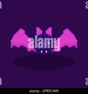 Pixel Art Fledermaus gruseliges halloween Stock Vektor