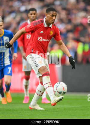 23. April 2023 - Brighton und Hove Albion / Manchester United - Emirates FA Cup - Halbfinale - Wembley Stadium. Anthony Martial von Manchester United während des FA Cup Halbfinales gegen Brighton. Bild : Mark Pain / Alamy Live News Stockfoto