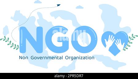 NGO oder nicht-Regierungsorganisation, um spezifische soziale und politische Bedürfnisse in Vorlage zu erfüllen Handgezeichnete Cartoon flache Illustration Stock Vektor