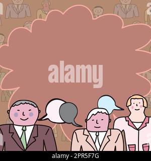 Geschäftsleute Kommunizieren Und Brainstorming Zu Meetings Durchführen. Drei Kollegen Diskutieren Über Wichtige Neuigkeiten. Führungskraft, Die Ihren Kollegen Neue, Brillante Ideen Vermittelt. Stock Vektor