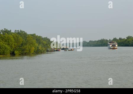 Natürliche Schönheit von Sundarbon, wunderschönes Sonnenbad Stockfoto