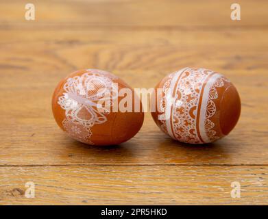 Traditionelles ukrainisches Osteressen, Pysanky-Eier, Pysanka, orthodoxe Kirche, Stockfoto