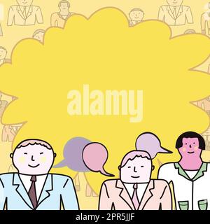 Geschäftsleute Kommunizieren Und Brainstorming Zu Meetings Durchführen. Drei Kollegen Diskutieren Über Wichtige Neuigkeiten. Führungskraft, Die Ihren Kollegen Neue, Brillante Ideen Vermittelt. Stock Vektor