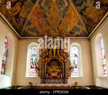 Reich dekoriertes Interieur der Domkirke-Kirche in Oslo, Norwegen, Europa Stockfoto