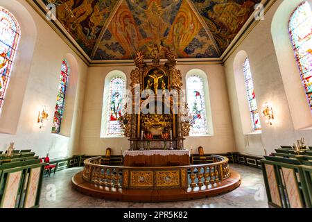 Reich dekoriertes Interieur der Domkirke-Kirche in Oslo, Norwegen, Europa Stockfoto