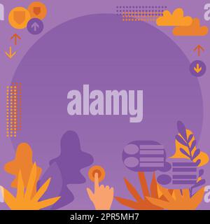 Hände Drücken Bildschirm Des Mobiltelefons Zeigt Die Futuristische Technologie. Palm Tapping Handy Inside Room Präsentiert Moderne Automatisierung. Stock Vektor