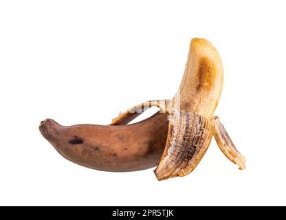 Faule Banane isoliert auf weißem Hintergrund Stockfoto