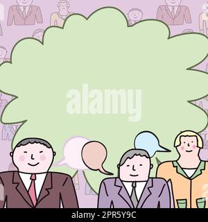 Geschäftsleute Kommunizieren Und Brainstorming Zu Meetings Durchführen. Drei Kollegen Diskutieren Über Wichtige Neuigkeiten. Führungskraft, Die Ihren Kollegen Neue, Brillante Ideen Vermittelt. Stock Vektor