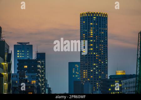 Nakameguro der Stadt und Sonnenuntergang Stockfoto