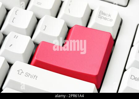 Leere rote Taste auf der Tastatur Nahaufnahme Stockfoto