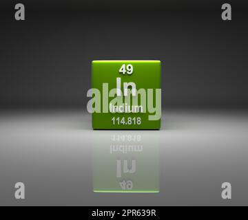 Würfel mit Indiumnummer 49 Periodensystem Stockfoto