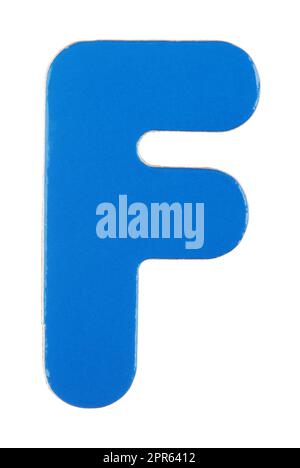 Großbuchstabe F magnetischer Buchstabe auf weiß mit Abschneideweg Stockfoto