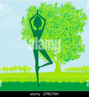Frau in einem traditionellen Yoga-Pose-Vektor-illustration Stockfoto