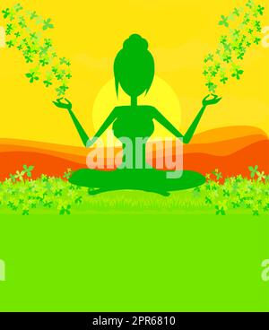 Frau in einem traditionellen Yoga-Pose-Vektor-illustration Stockfoto