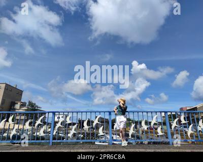 Gelegen im Gongliao District und Miri Longdong Bay, umgeben von Bergen auf drei Seiten und nur mit Blick auf das Meer im Nordosten, um eine natürliche kleine Bucht zu bilden, New Taipei City, Taiwan Stockfoto