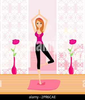 Frau in einem traditionellen Yoga-Pose-Vektor-illustration Stockfoto