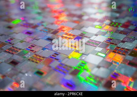 Siliziumwafer für die Herstellung von Halbleitern von integrierten Schaltkreisen. Stockfoto