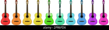 Klassische Gitarre Colofrul Serie isoliert auf Weiß Stockfoto