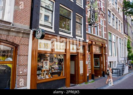 Amsterdam, Holland, Shop Front, Detail, Schild, Hanf, Marijuana, Cannabis, Hash, Museum, Fassaden Von Gebäuden Stockfoto