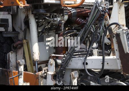 Industrielle Maschine Straßenbauwerkzeug schwere Ausrüstung Asphalt Straße Pflasterung Technologie Stockfoto