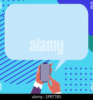 Mobiles Zeichnen Teilen Positiver Kommentare Und Guter Reaktionen Durch Sprechblase. Smartphone Drawing Verteilen Sie eine wunderbare Rezension über Ein Ballon-Gespräch. Stock Vektor