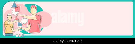 Zwei Kollegen Präsentieren Die Letzten Grundlegenden Updates. Geschäftsleute, Die Neue Wichtige Ankündigungen Präsentieren. Führungskräfte Sprechen Über Aktuelle Relevante Leistungen. Stock Vektor