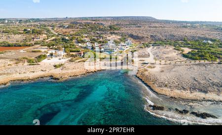 Aerial Ammos tou Kambouri Beach, Ayia Napa, Zypern Stockfoto