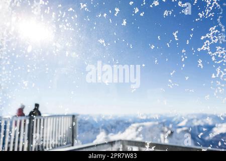 Bergblick von Zugspitze, Bayern, Deutschland, Winterzeit Stockfoto