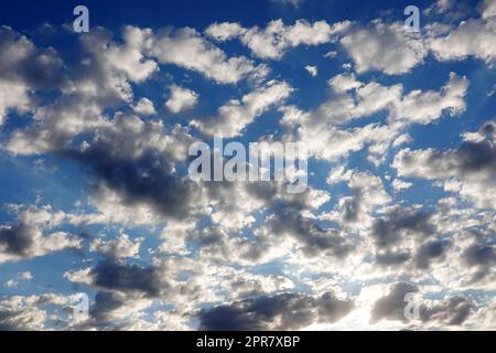 Schönwetterwolken kurz vor Sonnenuntergang Stockfoto