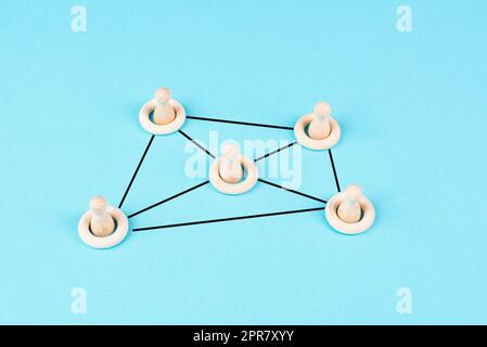 Goup of people connecting through a web, business networking, communication and teamwork Stockfoto