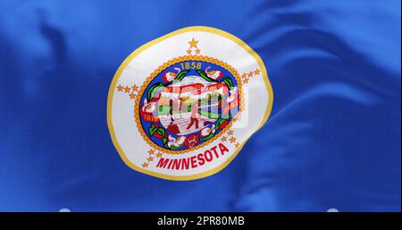 Die US-Staatsflagge von Minnesota winkt im Wind Stockfoto