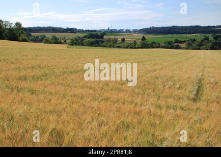 Blick auf den Heckengaeu bei Weissach Stockfoto