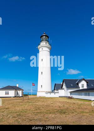 Blick auf den Leuchtturm Hirtshals Fyr in Dänemark Stockfoto