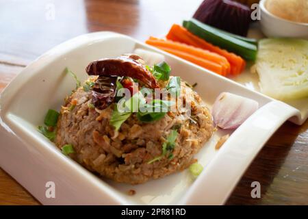Thailändisches Rezept Baby Jack Fruit Chili Mix Stockfoto
