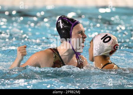 Rom, Italien. 26. April 2023. Giorgia Klatowski von Pallanuoto Triest während Spiel 1 des Halbfinalscudetto, SIS Roma vs. Pallanuoto Triest, 26. April 2023, Pool Babel, Rom, Italien. Kredit: Unabhängige Fotoagentur/Alamy Live News Stockfoto