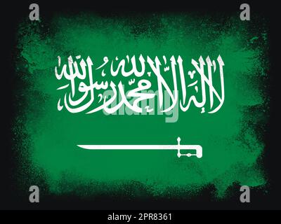 Saudi-Arabia Flag Designzusammensetzung aus explodierendem Pulver und Farbe, isoliert auf schwarzem Hintergrund für Kopierbereich. Farbenfrohe Explosion abstrakter Staubpartikel. Fußballsymbol der Weltmeisterschaft 2022 zum Drucken Stockfoto