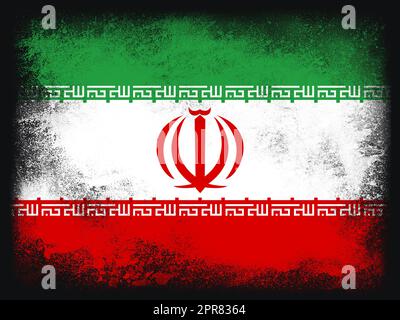 Iran Flag Designzusammensetzung aus explodierendem Pulver und Farbe, isoliert auf schwarzem Hintergrund für Kopierbereich. Farbenfrohe Explosion abstrakter Staubpartikel. Fußballsymbol der Weltmeisterschaft 2022 zum Drucken Stockfoto