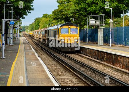 GB Railfreight Class 66 Freight Locomotive, Bexley, Kent, England Stockfoto