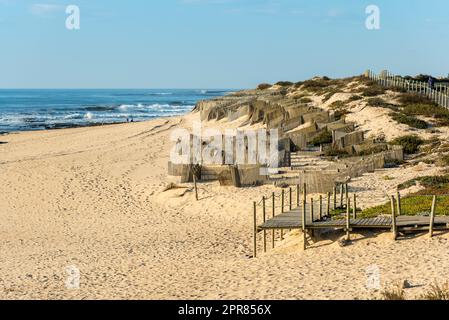 Die Granja Strand im Süden von Porto zwischen Vila Nova de Gaia und Espinho gelegen Stockfoto