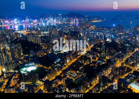 Hongkong 22. September 2019: Hong Kong Skyline bei Nacht Stockfoto