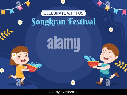 Songkran Festival Day Hintergrund Vorlage Cartoon Vektor Illustration Stockfoto