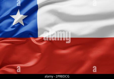 Schwenkende Nationalflagge Chiles Stockfoto