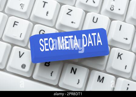 Text mit Inspiration Seo Meta Data. Wort für Suchmaschinenoptimierung Online-Marketing-Strategie -48991 Stockfoto