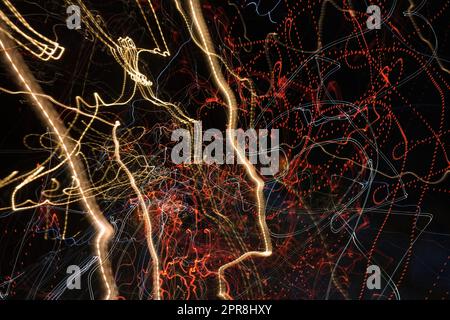 Abstrakte Fotografie Licht Malerei Langzeitbelichtung Bewegung Grafik lebendige Farben Wandkunst Stockfoto