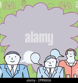 Geschäftsleute Kommunizieren Und Brainstorming Zu Meetings Durchführen. Drei Kollegen Diskutieren Über Wichtige Neuigkeiten. Führungskraft, Die Ihren Kollegen Neue, Brillante Ideen Vermittelt. Stock Vektor