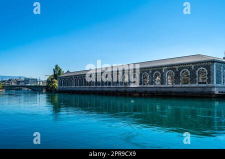 Gebäude in Genf, am Seeufer Stockfoto