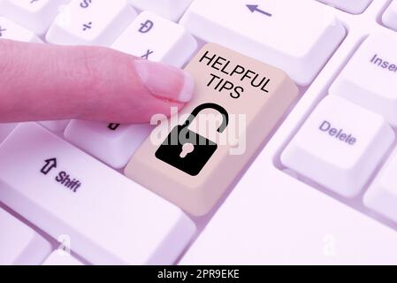 Handschrift Text Hilfreiche Tipps. Konzeptfoto Nützliche geheime Informationen Ratschläge gegeben, um etwas zu erreichen -48782 Stockfoto