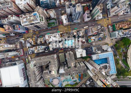 Sham Shui Po, Hongkong 21. April 2019: Draufsicht auf die Stadt Hongkong Stockfoto